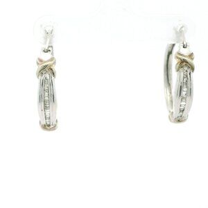 JWBR Sterling Diamond Hoop Earrings